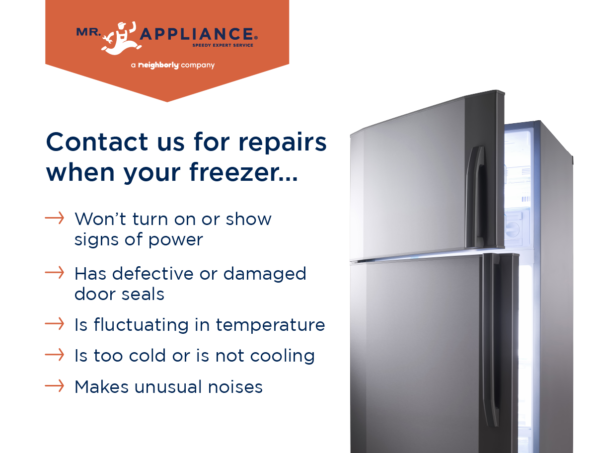 Contact Mr. Appliance for repairs when your freezer has an issue.