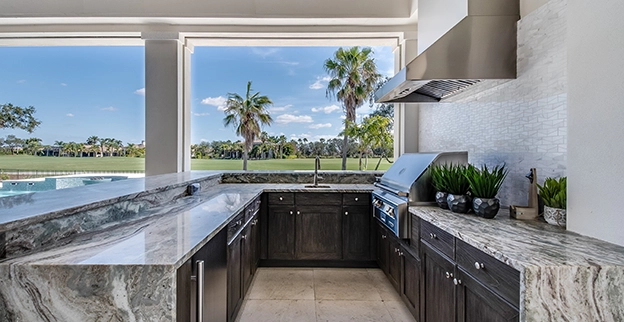 A picture of an outdoor kitchen.