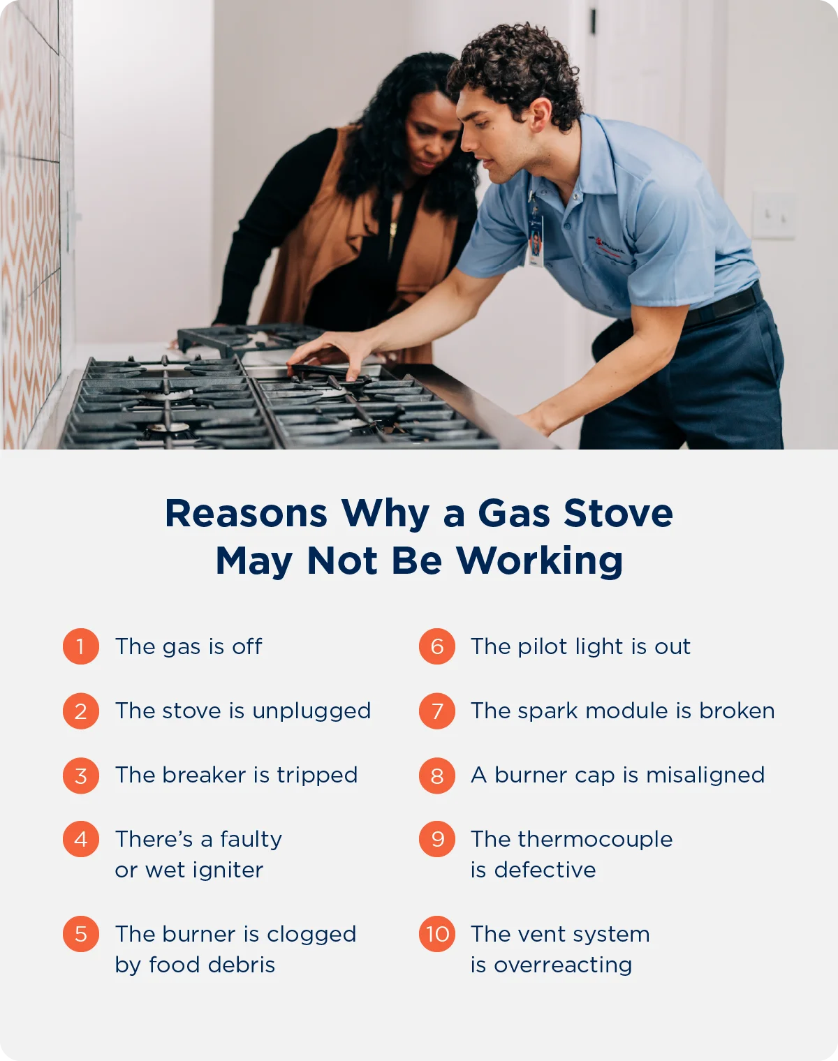 Ten common reasons why a gas stove may not be working