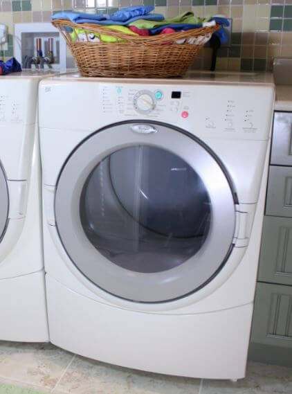  Basket of clothes on top of dryer