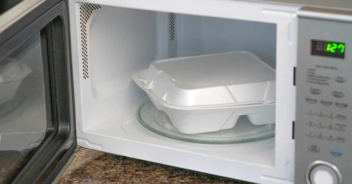 Styrofoam container in microwave
