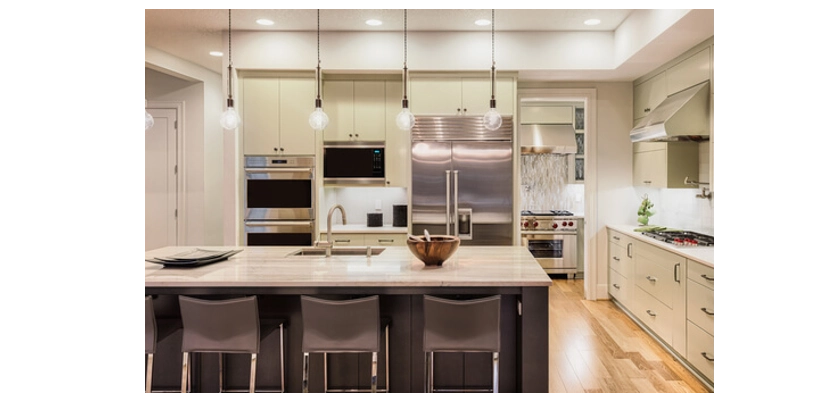 Clean kitchen with appliances