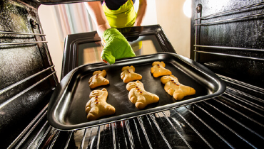 Baking cookies in an oven
