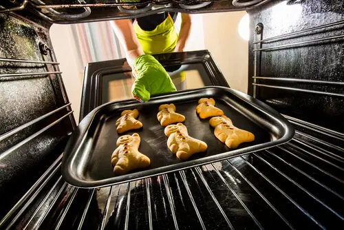 Baking cookies in an oven