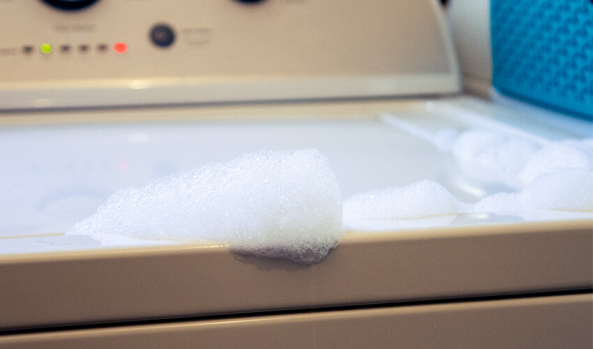 Soap suds in a washer after a cycle