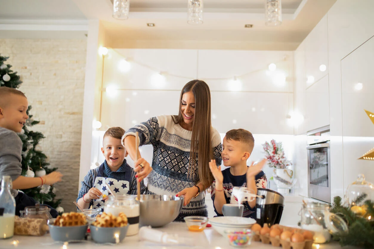 Family making Christmas cookies