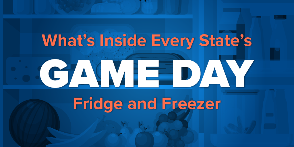 Title graphic for a study highlighting what’s inside each state’s game day fridge.