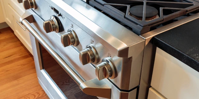 Gas stove in kitchen