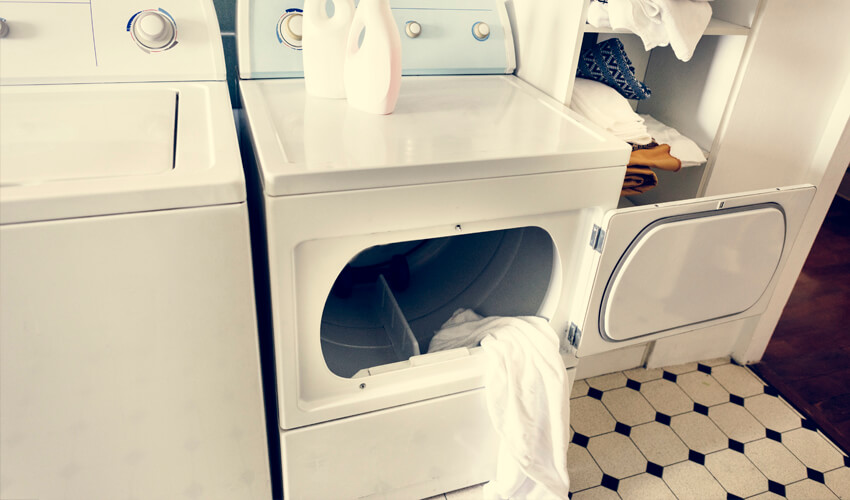 Laundry inside an open dryer