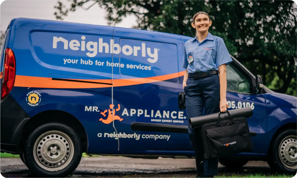 Photograph of Mr. Appliance service professional.