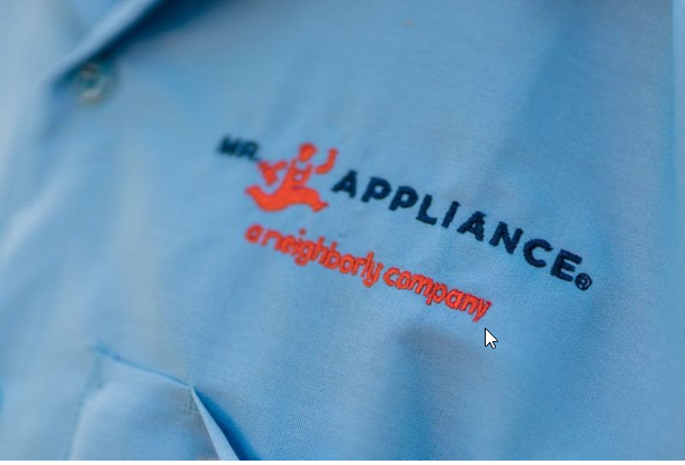 Mr. Appliance logo on technician's uniform.